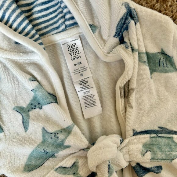 Baby Boy Shark & Whale Jumper & Towel Robe Bundle | Size 9M | Carter’s - Picture 8 of 10